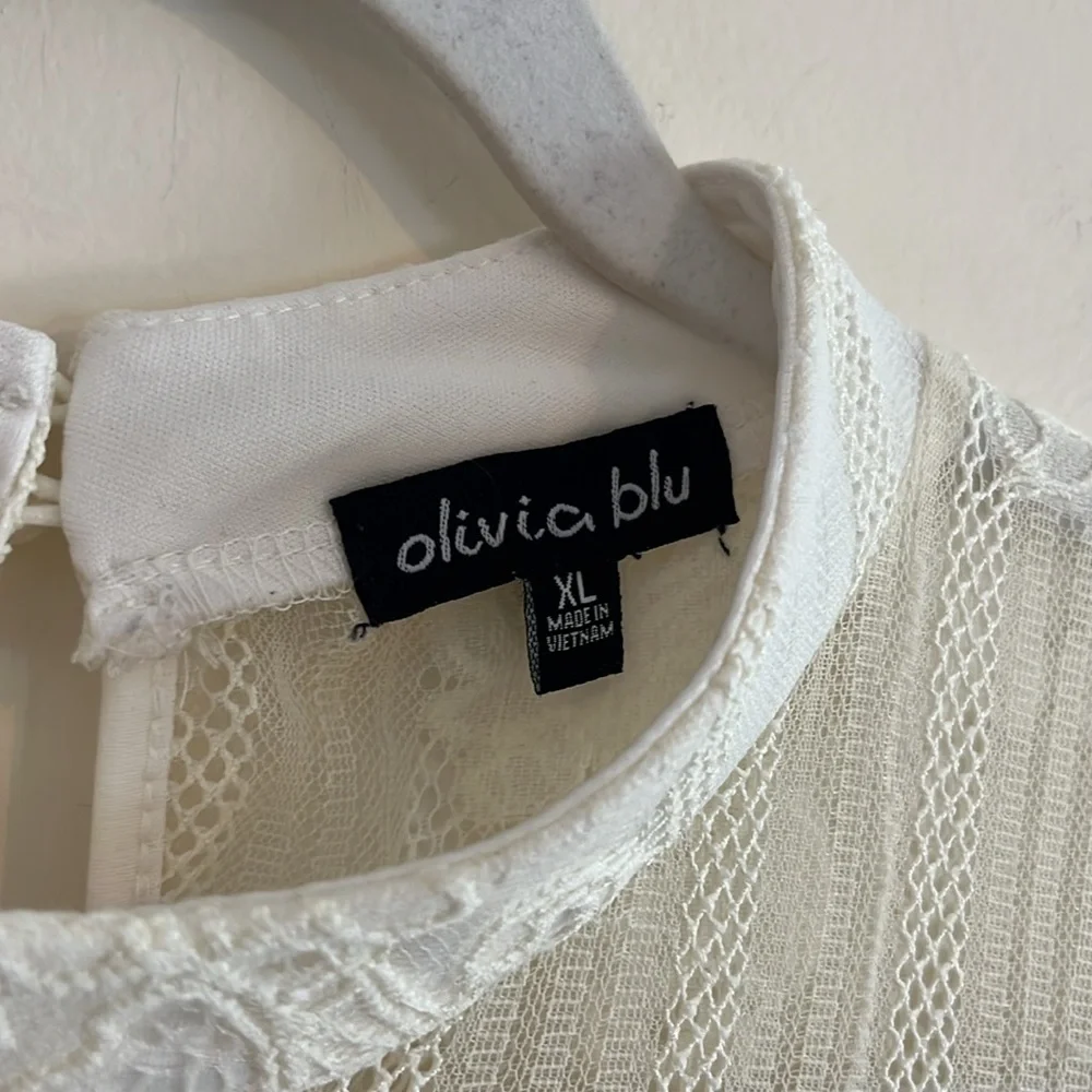 Olivia Blue‎ Vintage Lace Cream Floral Victorian Ruffle xl boho bohemian - Picture 2 of 7